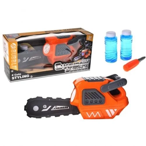 Игрушечная бензопила YG Toys с мыльными пузырями и светом серо-оранжевая - Фото 1 Игрушечная бензопила YG Toys с мыльными пузырями и светом серо-оранжевая - изображение 1