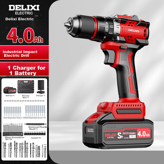 DELIXI ELECTRIC 21V Бесщеточная высокомоментная литий-ионная дрель, аккумуляторная электрическая отвертка, бытовой электроинструмент, многофункциональный набор инструментов - изображение 4