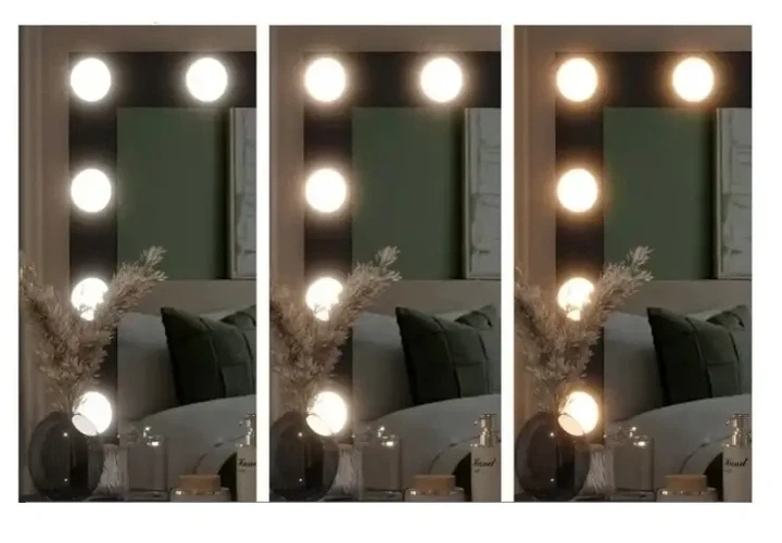 Туалетний столик Ekspand TL08-BL808-LED-CZ з дзеркалом і LED-підсвічуванням чорний - Фото 4 Туалетний столик Ekspand TL08-BL808-LED-CZ з дзеркалом і LED-підсвічуванням чорний - зображення 4