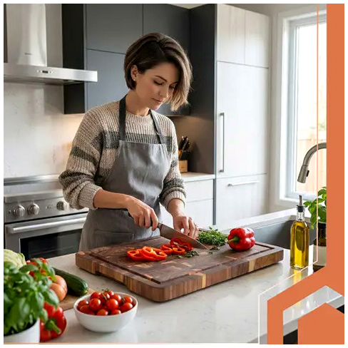 Разделочная доска торцевая 43х33х3 см для кухни акация RUHHY HE0374 - Фото 7 Разделочная доска торцевая 43х33х3 см для кухни акация RUHHY HE0374 - изображение 7