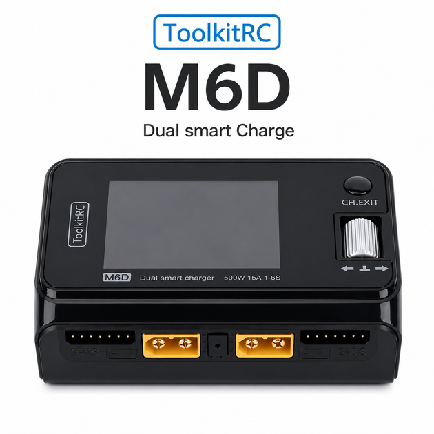 Зарядное устройство ToolkitRC M6D для аккумуляторов двухканальное ToolkitRC M6D 500Вт 15А 1-6S - изображение 4