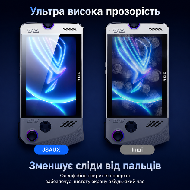 Защитное стекло JSAUX HD для Asus ROG Xbox Ally 2025 и всех версий ROG Ally / MSI Claw, 9H, 2 шт, с рамкой, глянцевое - изображение 2