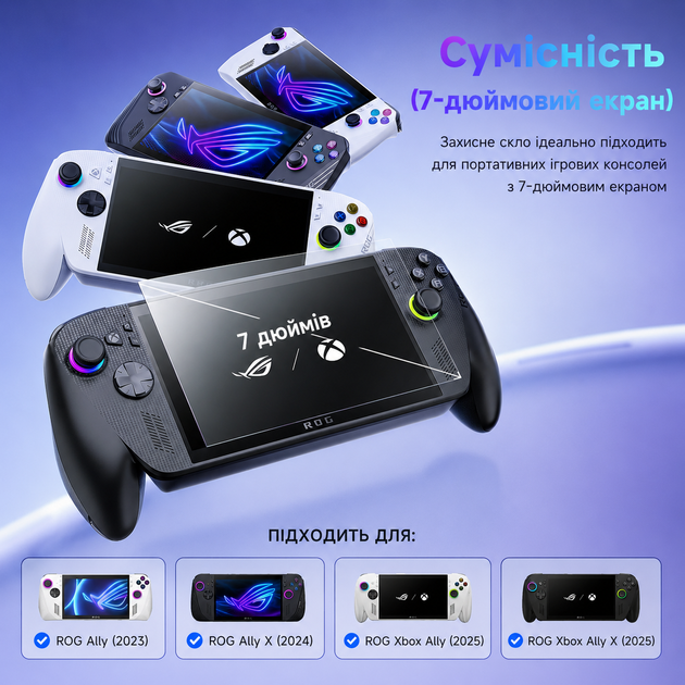Защитное стекло JSAUX HD для Asus ROG Xbox Ally 2025 и всех версий ROG Ally / MSI Claw, 9H, 2 шт, с рамкой, глянцевое - изображение 5