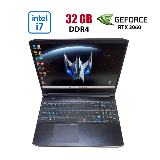 Игровой ноутбук Acer Predator Helios 300 PH315-54 / 15.6" (1920x1080) IPS / Intel Core i7-11800H (8 (16) ядер по 2.3 - 4.6 GHz) / 32 GB DDR4 / 1000 GB SSD / nVidia GeForce RTX 3060, 6 GB GDDR6, 192-bit / WebCam б/у - Фото 1 Игровой ноутбук Acer Predator Helios 300 PH315-54 / 15.6" (1920x1080) IPS / Intel Core i7-11800H (8 (16) ядер по 2.3 - 4.6 GHz) / 32 GB DDR4 / 1000 GB SSD / nVidia GeForce RTX 3060, 6 GB GDDR6, 192-bit / WebCam б/у - изображение 1