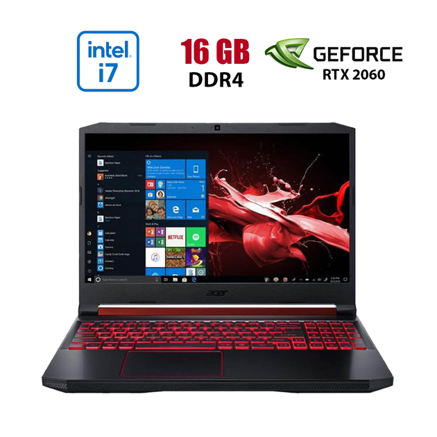 Игровой ноутбук Acer Nitro 5 AN515-54-79EG / 15.6" (1920x1080) IPS / Intel Core i7-9750H (6 (12) ядра по 2.6 - 4.5 GHz) / 16 GB DDR4 / 512 GB SSD / nVidia GeForce RTX 2060, 6 GB GDDR6, 192-bit / WebCam б/у - Фото 1 Игровой ноутбук Acer Nitro 5 AN515-54-79EG / 15.6" (1920x1080) IPS / Intel Core i7-9750H (6 (12) ядра по 2.6 - 4.5 GHz) / 16 GB DDR4 / 512 GB SSD / nVidia GeForce RTX 2060, 6 GB GDDR6, 192-bit / WebCam б/у - изображение 1