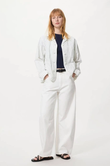Піджак Uniqlo 44(M) Білий у смужку (150138) - Фото 8 Піджак Uniqlo 44(M) Білий у смужку (150138) - зображення 8