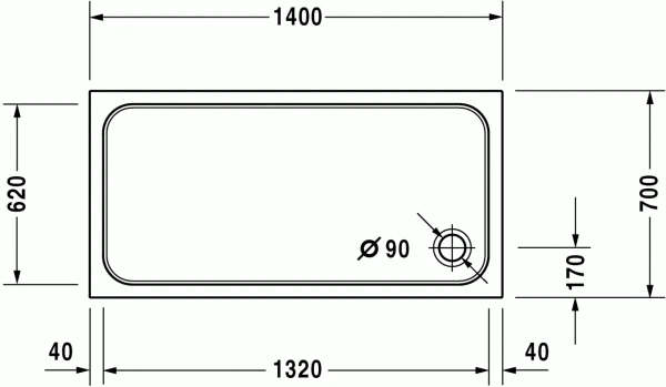 Душовий піддон DURAVIT D-CODE 720095000000000, прямокутна, акрил - изображение 2