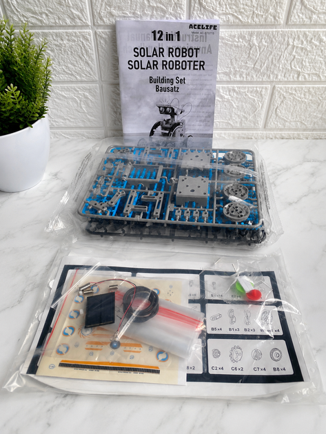 Конструктор STEM Solar Robot Kit робот на сонячній батареї 12 в 1 навчальний набір робототехніки 190 деталей - изображение 7