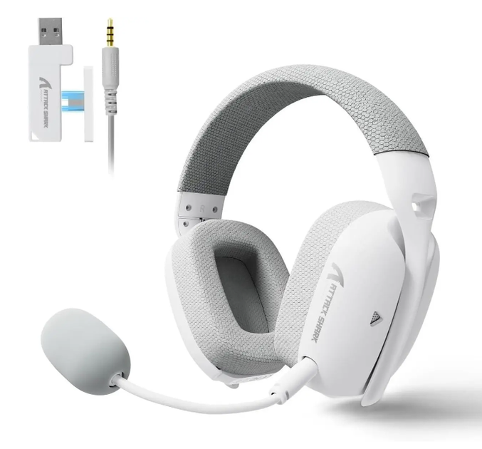 Беспроводные игровые наушники ATTACK SHARK L80PRO 2.4G/Bluetooth/Wired for PC PS XBOX White - Фото 1 Беспроводные игровые наушники ATTACK SHARK L80PRO 2.4G/Bluetooth/Wired for PC PS XBOX White - изображение 1