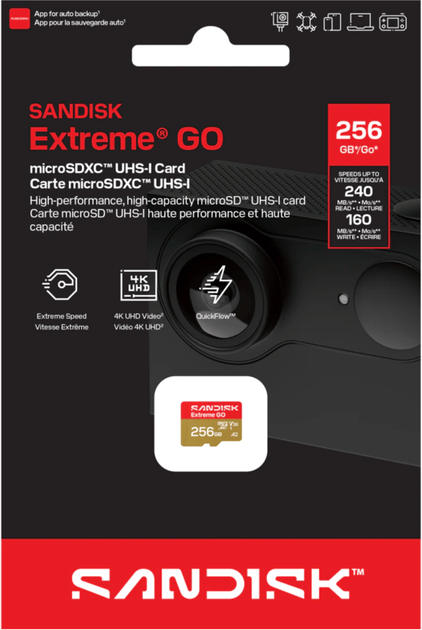 Карта памяти SanDisk Extreme GO microSDXC 256GB Class 10 UHS-I U3 V30 A2 (619659227951) - Фото 4 Карта памяти SanDisk Extreme GO microSDXC 256GB Class 10 UHS-I U3 V30 A2 (619659227951) - изображение 4