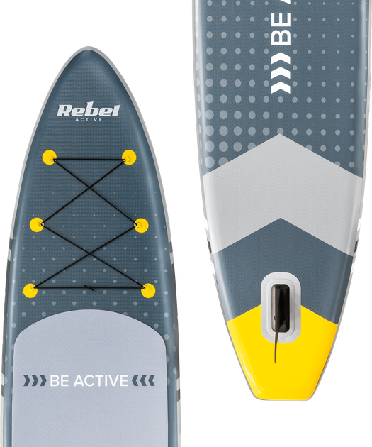Nadmuchiwana deska SUP Rebel ACTIVE 350 x 81 x 15 cm z wiosłem, pompką i torbą do przechowywania Szara RBA4500 (5901890102711) - obraz 4