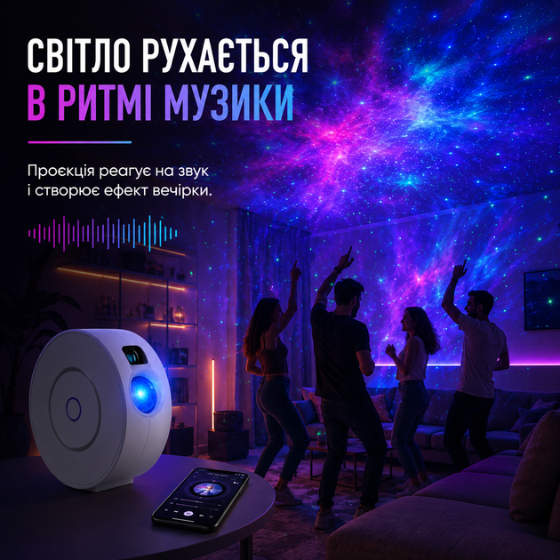 Нічник-проектор зоряного неба Smart Star Projector Wi-Fi лазерний з керуванням зі смартфона для спальні та вечірок - изображение 6