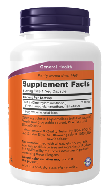 Now foods dmae 250 mg 100 капсул, ДМАЕ 250 мг - зображення 2