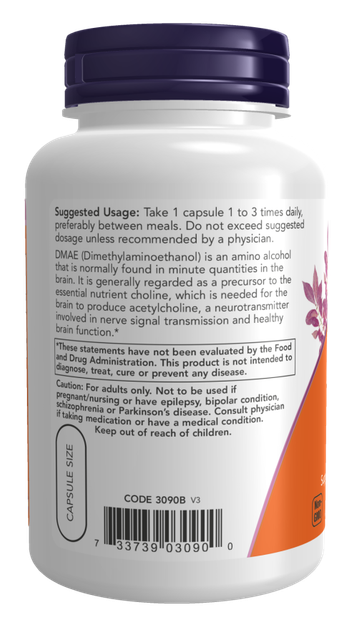 Now foods dmae 250 mg 100 капсул, ДМАЕ 250 мг - зображення 3
