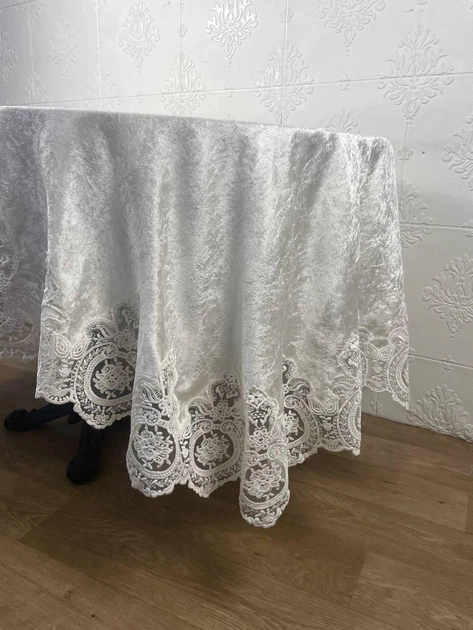 Скатерть Велюр Acme Tekstil 160x220 ovale Lux Rose Krem PVS - Фото 1 Скатерть Велюр Acme Tekstil 160x220 ovale Lux Rose Krem PVS - изображение 1