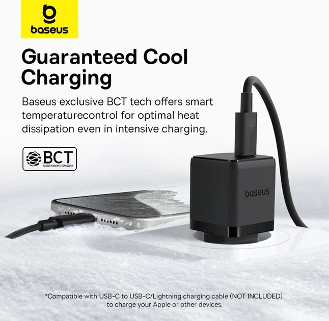 Сетевое зарядное устройство Baseus Palm Fast Charger 1C 20W EU Cosmic Black set with cable USB-C to iP 20W 1 м (E0116401) - изображение 12