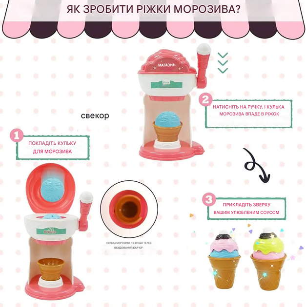 Ігровий набір «Магазин морозива» з звуковими ефектами та касою - Фото 2 Ігровий набір «Магазин морозива» з звуковими ефектами та касою - зображення 2