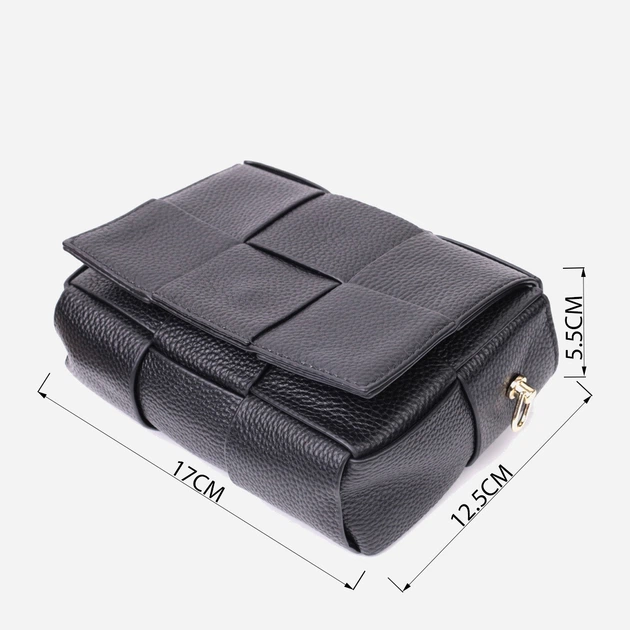 Сумка крос-боді жіноча шкіряна Vintage leather-22313 Чорна - Фото 5 Сумка крос-боді жіноча шкіряна Vintage leather-22313 Чорна - зображення 5