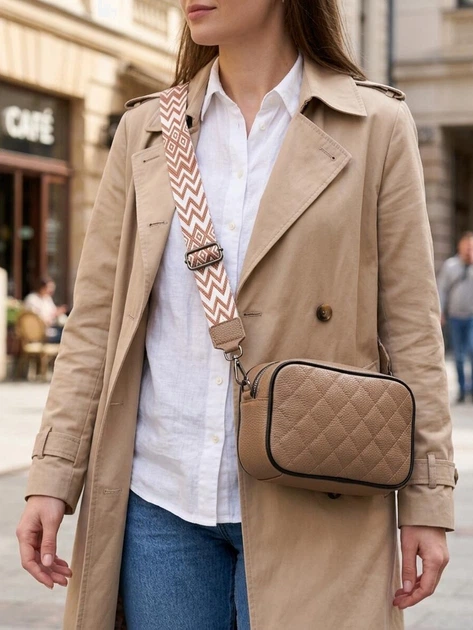 Сумка кросс боди через плечо женская из натуральная кожи Vintage leather-22386 Бежевая - изображение 2