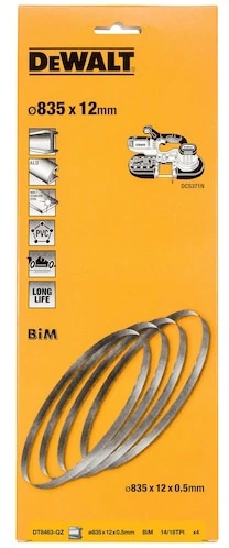 Zestaw brzeszczotów do piły taśmowej DeWalt 14/18 TPI 835 x 12 mm 4 szt (DT8463-QZ) - Zdjęcie 2 Zestaw brzeszczotów do piły taśmowej DeWalt 14/18 TPI 835 x 12 mm 4 szt (DT8463-QZ) - obraz 2