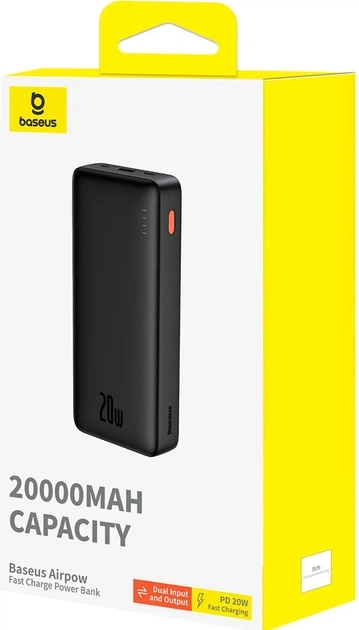 Внешний аккумулятор Baseus Airpow Fast Charge Power Bank 20000mAh 20W Cluster Black - изображение 6