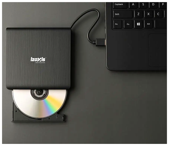 Внешний DVD-привод USB 3.0 для чтения записи дисков 26083 черный IZOXIS LS-2855 - изображение 4