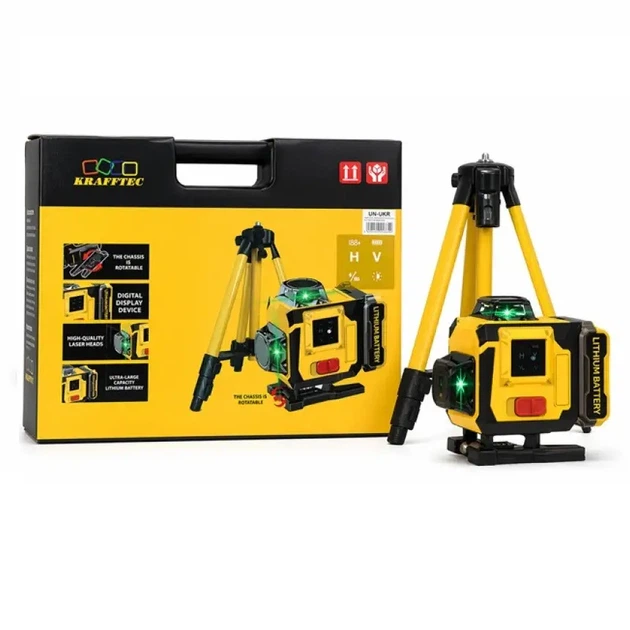 Лазерный уровень KRAFFTEC NF-00009745 4D 16 линий 360° с зеленым лучом, аккумуляторный, со штативом - Фото 9 Лазерный уровень KRAFFTEC NF-00009745 4D 16 линий 360° с зеленым лучом, аккумуляторный, со штативом - изображение 9