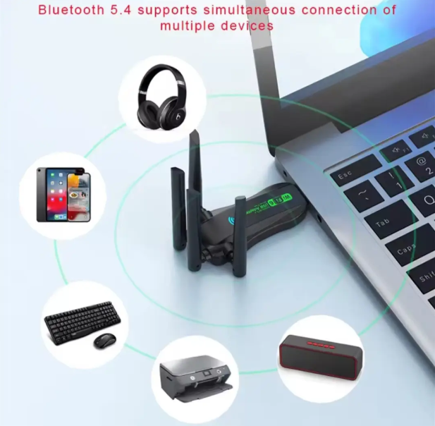 Потужний дводіапазонний 1200 Mbps Wi-Fi адаптер 2.4/5GHz + Bluetooth 5.4 - зображення 3