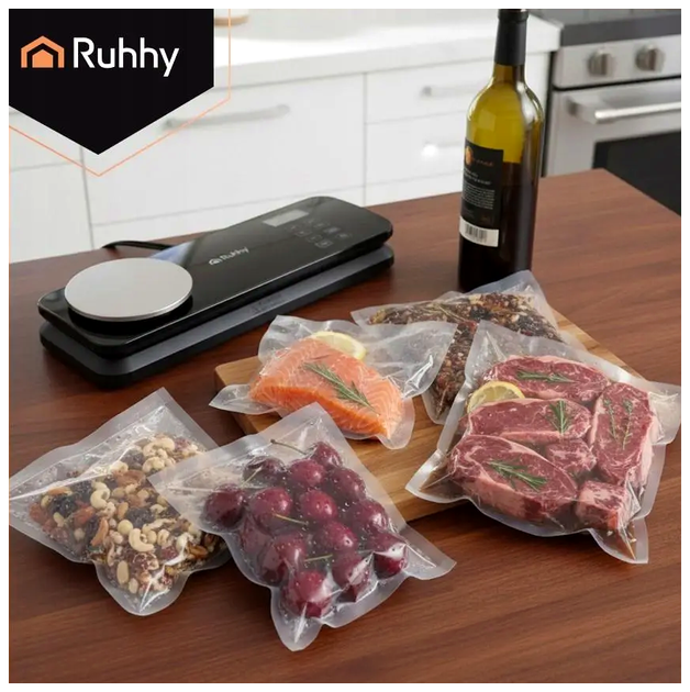 Вакуумный упаковщик с весами 2 в 1 120 Вт для кухни 1 шт черный RUHHY LS-2850 - изображение 3