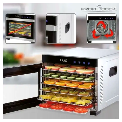 Дегидратор сушилка для пищи 6 секций 650 Вт металл Profi Cook LS-0262 - изображение 10
