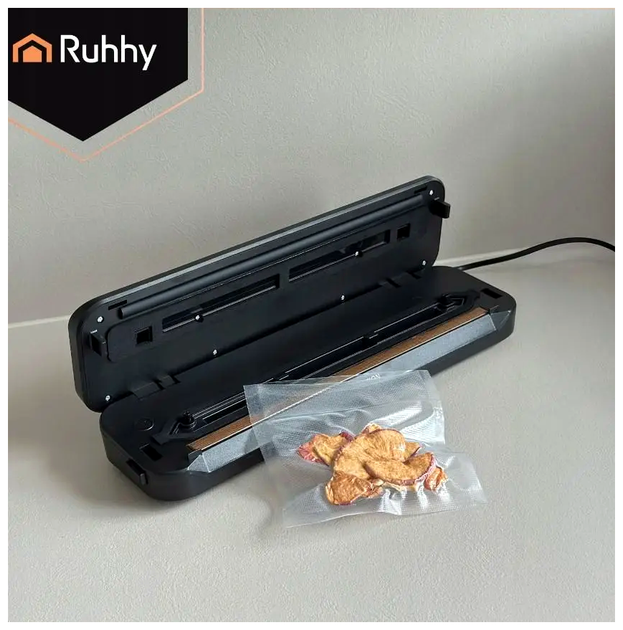 Вакуумный упаковщик 2-в-1 с весами 120 Вт 80 кПа для кухни комплект 1 рулон фольги черный RUHHY LS-2851 - изображение 3