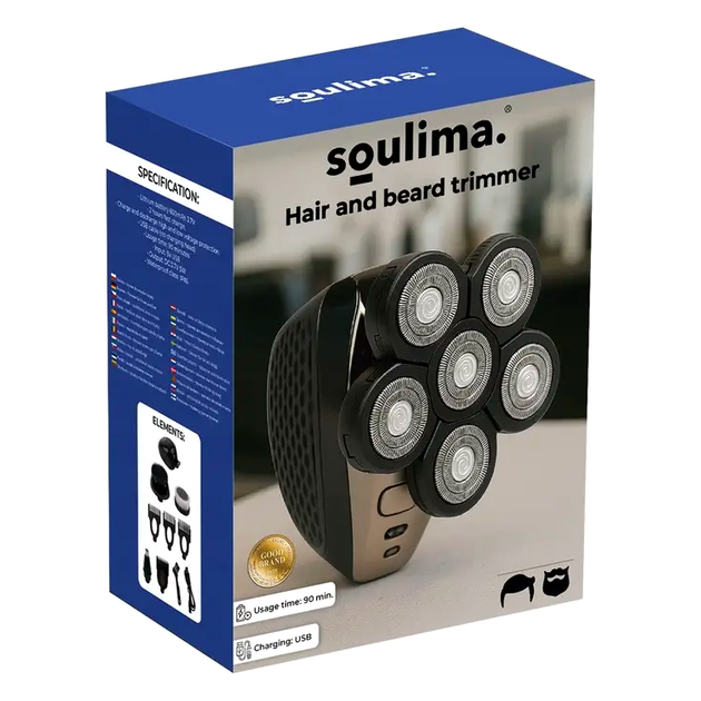 Электробритва триммер 6 головок аккумуляторная для бороды и волос USB 5 Вт Soulima LS-0526 - изображение 10