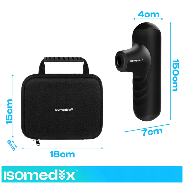 Мини массажный пистолет 5 режимов для тела и спины аккумуляторный 4 насадки черный Isomedix LS-0794 - изображение 7