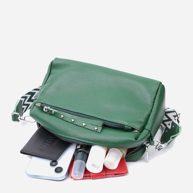 Сумка кросс боди через плечо женская из натуральная кожи Vintage leather-22651 Зеленая - Фото 11 Сумка кросс боди через плечо женская из натуральная кожи Vintage leather-22651 Зеленая - изображение 11