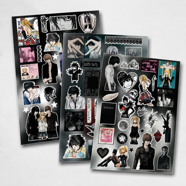 Стикеры Тетрадь Смерти 200 шт, 8 листов А5 10,5х15 см, Аниме Death Note - Фото 2 Стикеры Тетрадь Смерти 200 шт, 8 листов А5 10,5х15 см, Аниме Death Note - изображение 2