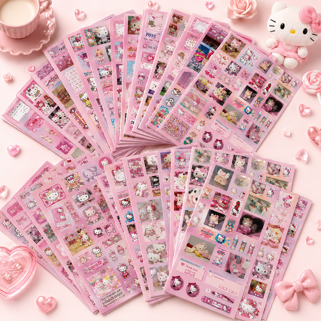 Стикеры Hello Kitty 220 шт, 8 листов А5 10,5х14,8 см - изображение 5