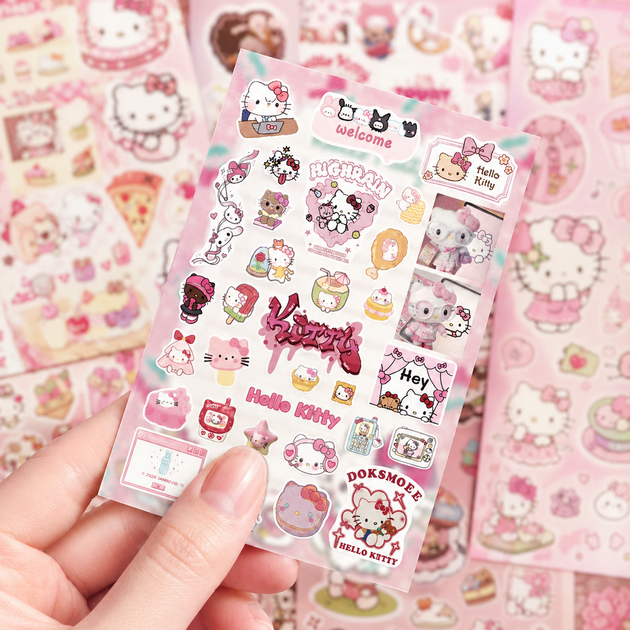 Стикеры Hello Kitty 210 шт, 8 листов А5 10,5х14,8 см - изображение 7