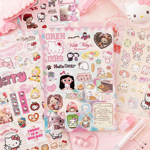 Стикеры Hello Kitty 210 шт, 8 листов А5 10,5х14,8 см - изображение 8