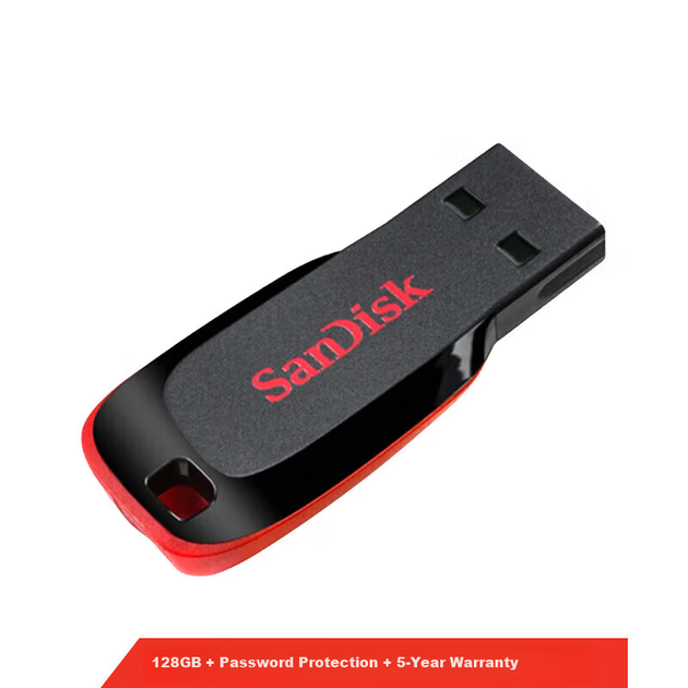 Флеш-накопитель SanDisk 64 ГБ USB 2.0 CZ50 Cruzer Blade, черный/красный, компактный, портативный, стильный дизайн, с программным обеспечением для безопасного шифрования. - изображение 10