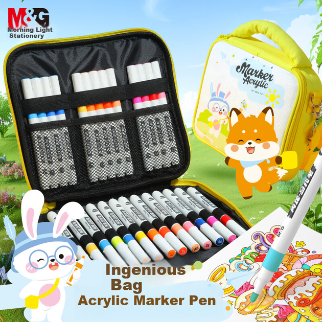 Набор акриловых маркеров M&G Stationery, 36 цветов, безопасные, непрозрачные, можно складывать друг на друга, акварельные маркеры без бумаги, для граффити, подарок на день рождения ученику начальной школы, APMT3327-ZZ - Фото 4 Набор акриловых маркеров M&G Stationery, 36 цветов, безопасные, непрозрачные, можно складывать друг на друга, акварельные маркеры без бумаги, для граффити, подарок на день рождения ученику начальной школы, APMT3327-ZZ - изображение 4