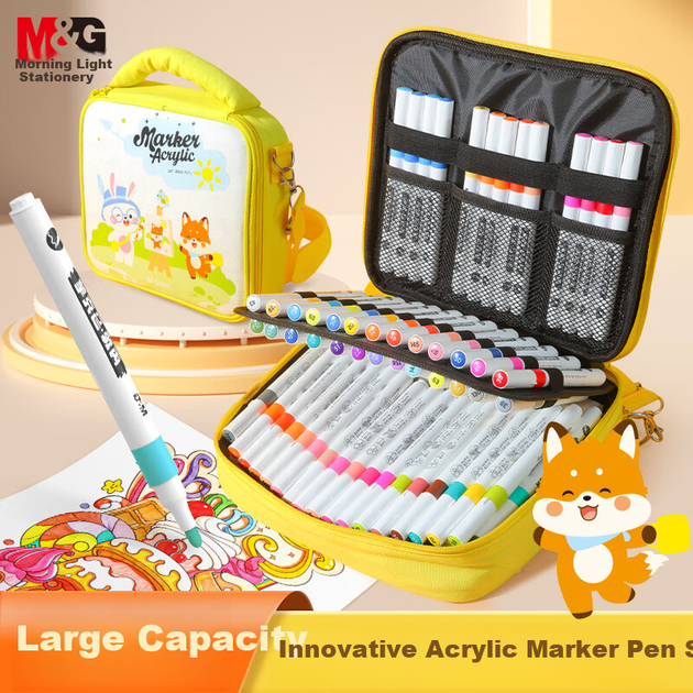 Набор акриловых маркеров M&G Stationery, 36 цветов, безопасные, непрозрачные, можно складывать друг на друга, акварельные маркеры без бумаги, для граффити, подарок на день рождения ученику начальной школы, APMT3327-ZZ - Фото 5 Набор акриловых маркеров M&G Stationery, 36 цветов, безопасные, непрозрачные, можно складывать друг на друга, акварельные маркеры без бумаги, для граффити, подарок на день рождения ученику начальной школы, APMT3327-ZZ - изображение 5