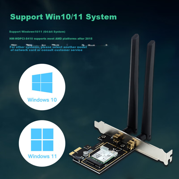 Карта Newmine PCI-E сетевая беспроводная WiFi 6 с Bluetooth, двухдиапазонная гигабитная - изображение 6