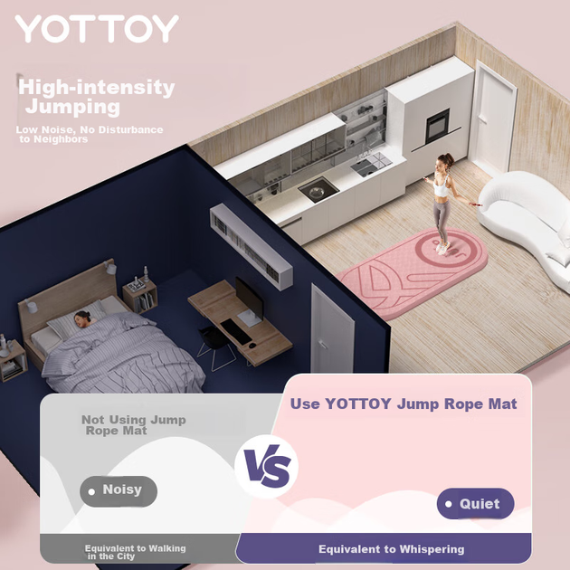 Амортизуючий килимок для скакалки Yottoy, професійний звукоізоляційний бездротовий килимок, спортивний фітнес, протишоковий потовщений килимок для скакалки, нековзний для домашнього використання - изображение 4