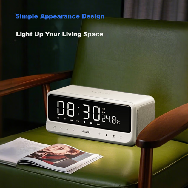 PHILIPS TAS3609 Bluetooth-колонка-будильник, дзеркальний повноекранний міні-портативний домашній настільний динамік, сабвуфер сталева гармата, подарунок на день народження для дітей та підлітків - Фото 7 PHILIPS TAS3609 Bluetooth-колонка-будильник, дзеркальний повноекранний міні-портативний домашній настільний динамік, сабвуфер сталева гармата, подарунок на день народження для дітей та підлітків - изображение 7