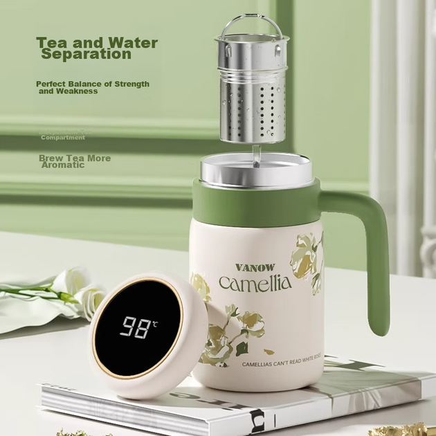 Термокухоль Vanow Camellia з ситечком та індикатором температури 400 мл - зображення 6
