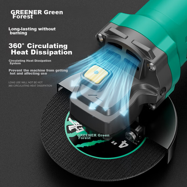 Угловая шлифовальная машина GREENER, угловая полировальная машина высокой мощности 780 Вт, режущий станок, шлифовальный станок, полировальный станок, электроинструмент. - изображение 5