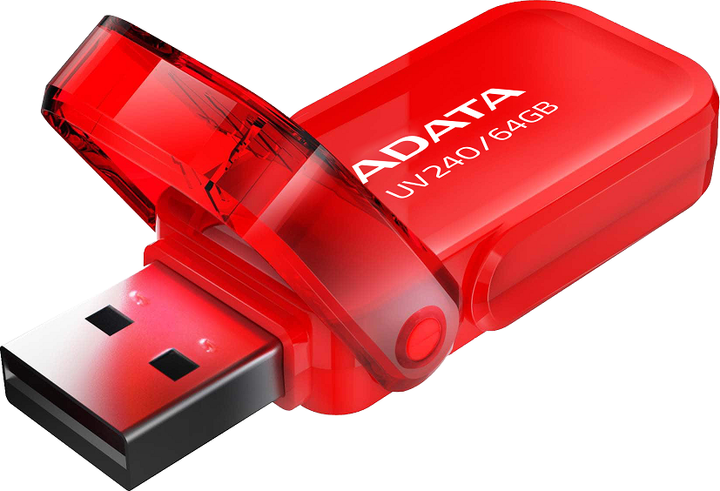 Флеш память USB ADATA AUV 240 64GB USB 2.0 Red (4711085943118) - изображение 2
