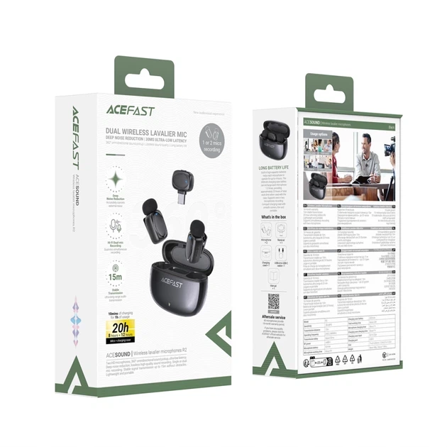Беспроводные микрофоны Acefast R2 петличные Black (6974316284901) - изображение 8