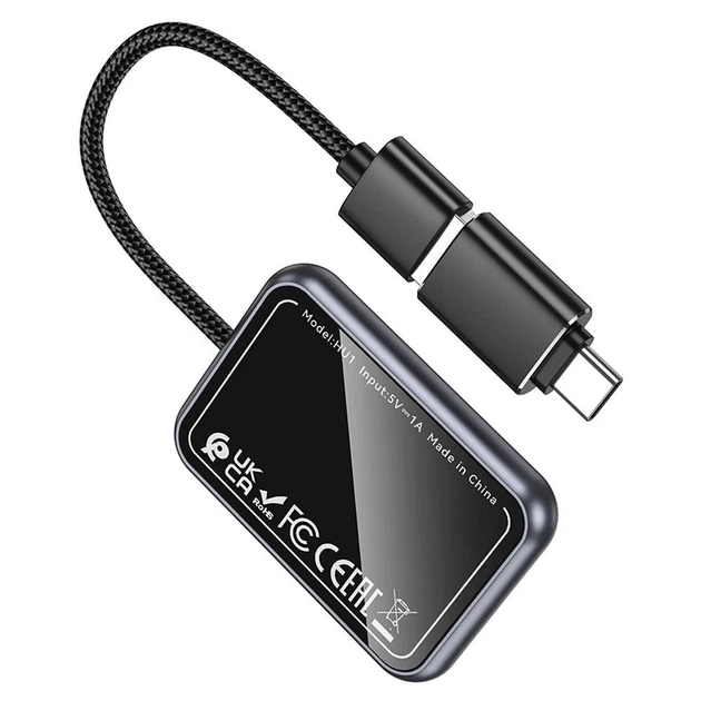 Бездротовий адаптер Hoco HU1 CarPlay USB A / USB C Black (6942007623674) - Фото 5 Бездротовий адаптер Hoco HU1 CarPlay USB A / USB C Black (6942007623674) - зображення 5