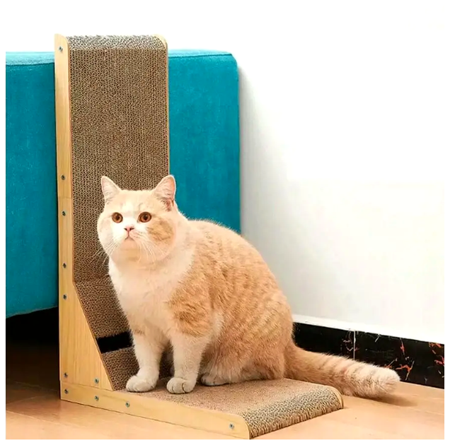 Угловая кошачья когтеточка 2 в 1 с туннелем и мячом для игры коричневая Purlov LS-2958 - Фото 1 Угловая кошачья когтеточка 2 в 1 с туннелем и мячом для игры коричневая Purlov LS-2958 - зображення 1